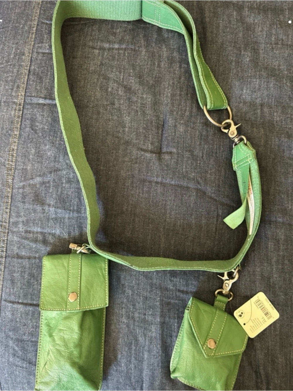 Green Free People Crossbody Double Pouch Shoulder Bag